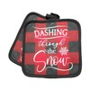 Christmas Potholder Set 2 Pieces Festive Whimsical Print (Dashing Through