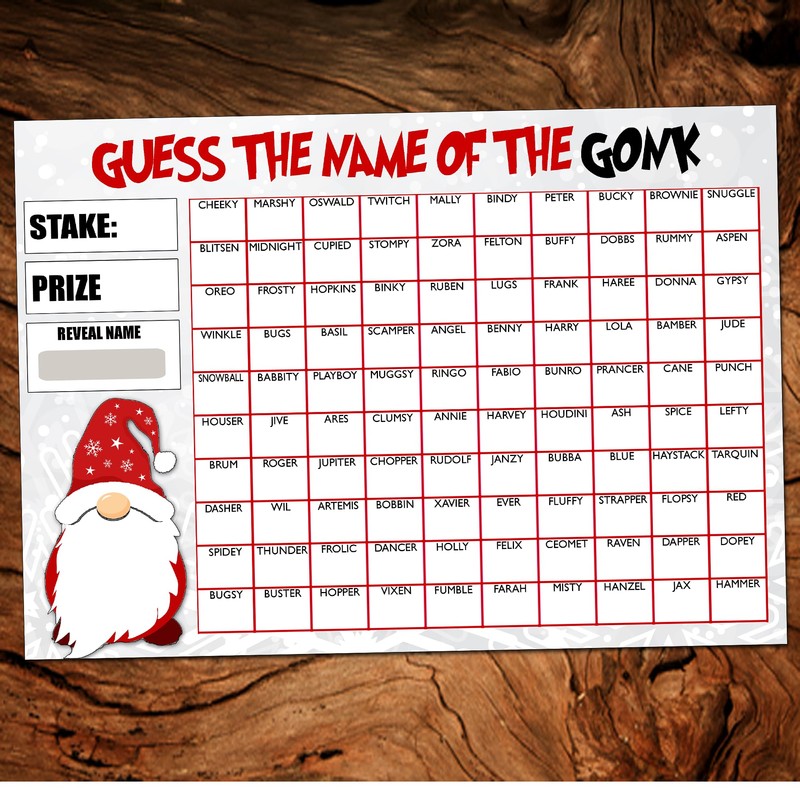 Fundraising Scratch Card Game Predict the Gonks Name Christmas Fayre