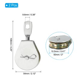 PATIKIL Single Pulley Block, 2 Pack 2" Carbon Steel Heavy Wire Rope Hanging Wire Towing Wheel Lifting Crane Swivel Hook Single Wheel Lifting Pulley Block