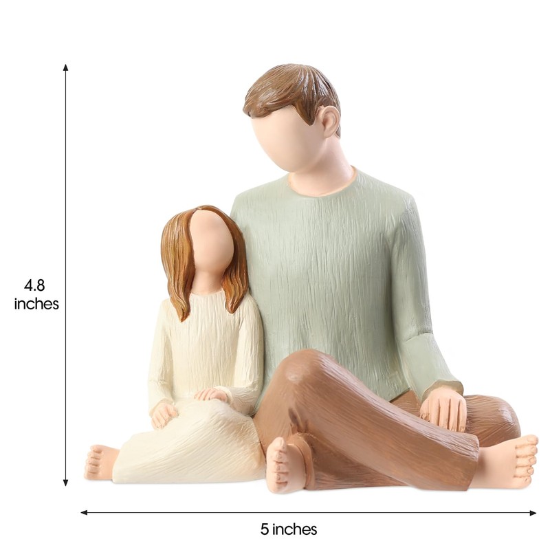 Carracci Father and Daughter Figures, Dad Daughter Statues, Shaped Hand-Painted