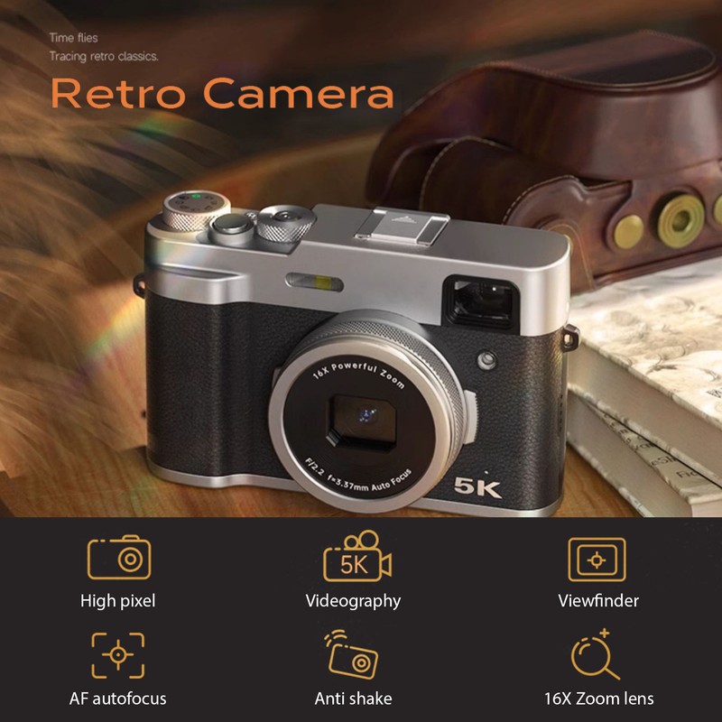 Portable Digital Camera 5K Video Camera 2.8-inch IPS Screen 48MP