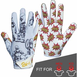 Grip Mania Emoticons V1 Mens Football Gloves, Youth and Adults Sticky Receiver Gloves (Anti-Hero, Youth Small)