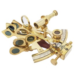 "Handcrafted Brass Nautical Sextant, Engraved Kelvin & Hughes London Maritime Sextant Instrument, Premium Vintage Steampunk Decorative Gift for Men & Explorers"