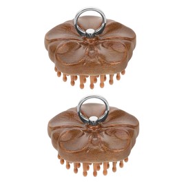 WOONEKY 2pcs Sandalwood Wooden Scalp Massage Comb with Ergonomic Ring Handle Fine Teeth for Deep Cleansing Dandruff Removal Hair Growth Comfortable Grip Hair Massage Brush for Home Use