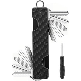 Organizador de llaves metálico, llavero compacto de doble cabeza para hombres y mujeres, con capacidad para hasta 12 llaves - Mini organizador de llaves