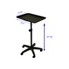 Extra Large Black Steel Rolling Mayo Instrument Work Tray, 21.5"
