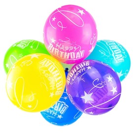 Happium Happy Birthday Balloons, 12" Multicoloured Latex 10pcs Balloons, Birthday Balloons for Girls Boys, Happy Birthday Decorations, Anniversary Party