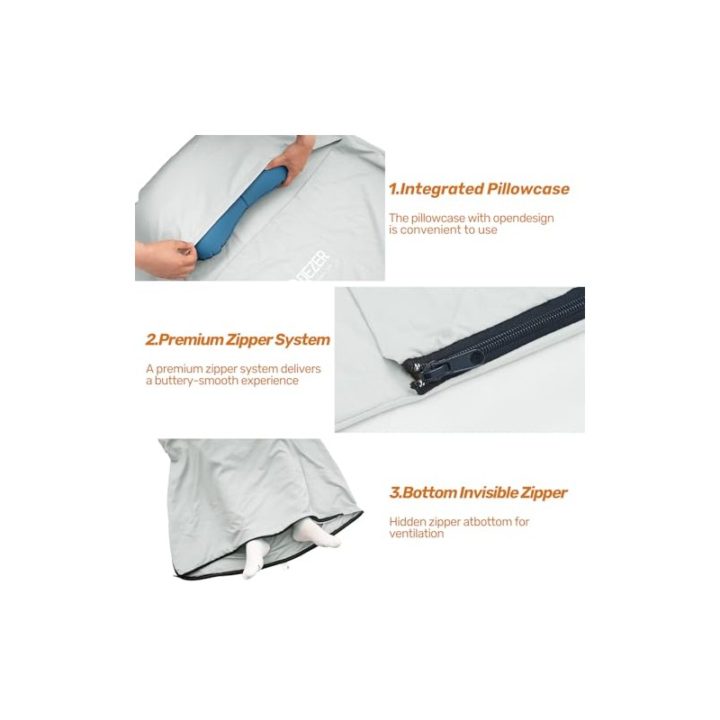 Ultralight Travel Sleeping Bag Liner - Soft, Breathable & Compact