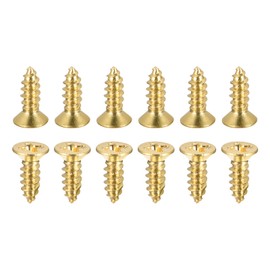 DTGN 50pcs M3x10mm(DxL) Brass Phillips Wood Screws for Woodcraft Furniture Countersunk Tapping Screws Brass Stone