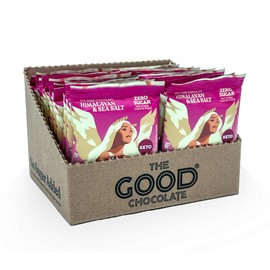The Good Chocolate - Himalayan Salt Keto Chocolate Squares, Zero Sugar, Lower Net Carb Snack, Lower Calorie, Vegan Chocolate Candy, 24 Square Family Pack