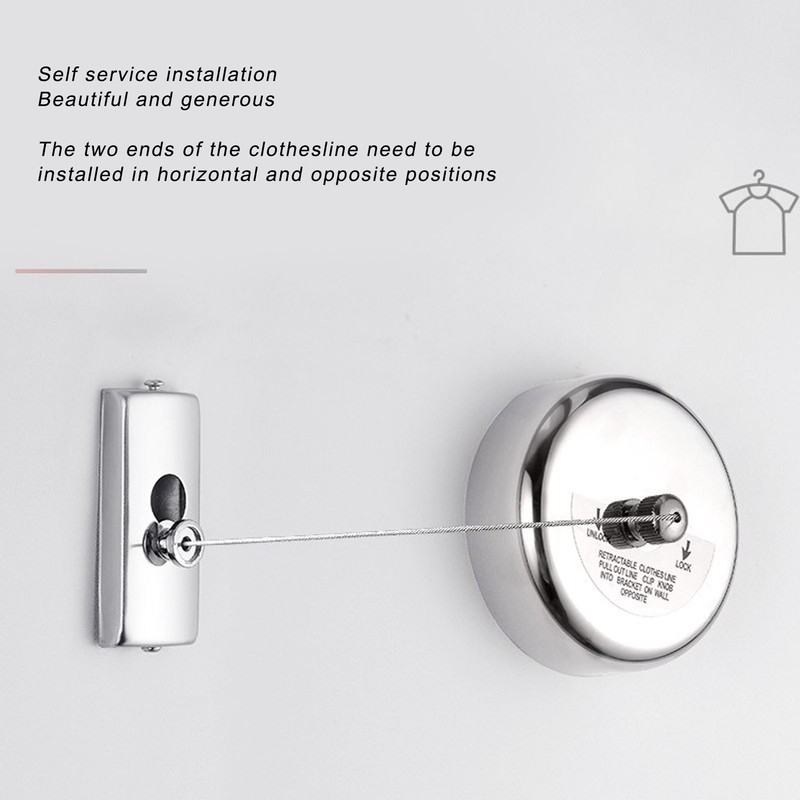 Retractable Clothesline 304 Stainless Steel Safety Auto Retraction Double Pulley