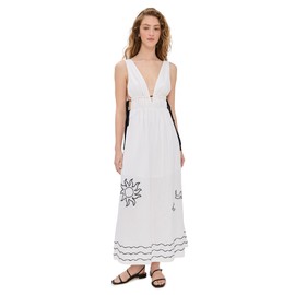 Dress To Women's Iara Embroidered Maxi Dress, Off White, M