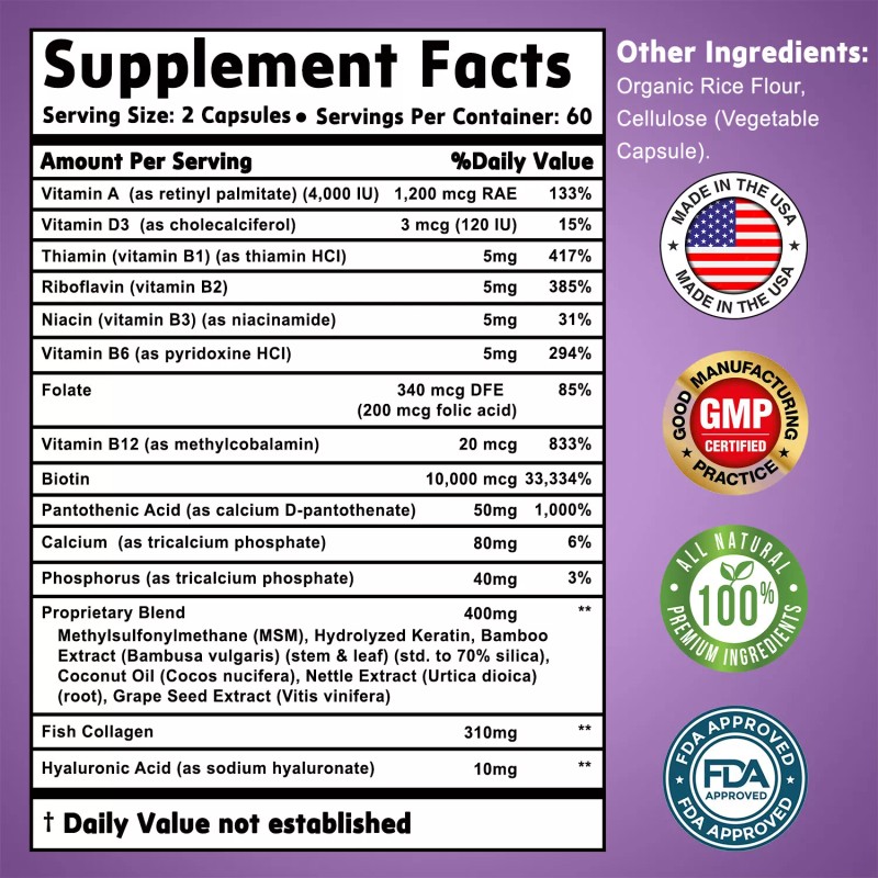 xemenry Biotin Collagen & Keratin 25,000mcg - for Hair, Skin,