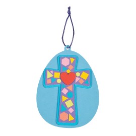 Fun Express Mosaic Cross Easter Egg Ornament Craft Kit, Craft Kits, 12 Pieces