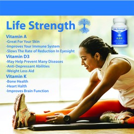 Life Strength ADK Supplement (90 CT) - Physician Formulated Vitamins A1, D3 & K2 (as MK7) for Bone Health - Immune System Support - Gluten Free, Soy Free, Non-GMO - Pack of 2