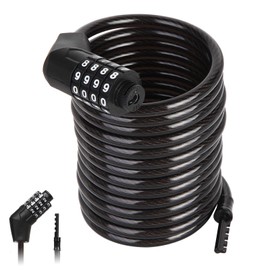 MAGCHIC Cable Lock, 4-Digit Resettable Combination Bicycle Cable Lock, 6 ft Anti Theft Weatherproof Coiled Cable Locks for Kayak, Canoe, Motorboat, Scooter, Bikes, Outdoor and Camping Equipment