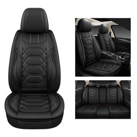 Pariitadin Leather Car Seat Covers Full Set, Waterproof Faux Leather Seat Covers for Cars, Non-Slip Car Interior Covers Universal Fit for Most Cars Sedans Trucks SUVs, Black