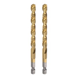 QUARKZMAN 2 Pieces 1/4 Inch Hex Shank Drill Bit 7.2 mm Titanium Drill Bit Set M35 High Speed Steel Twist Drill Bit 108 mm Long Fully Ground for Wood, Stainless Steel, Metal, Plastic