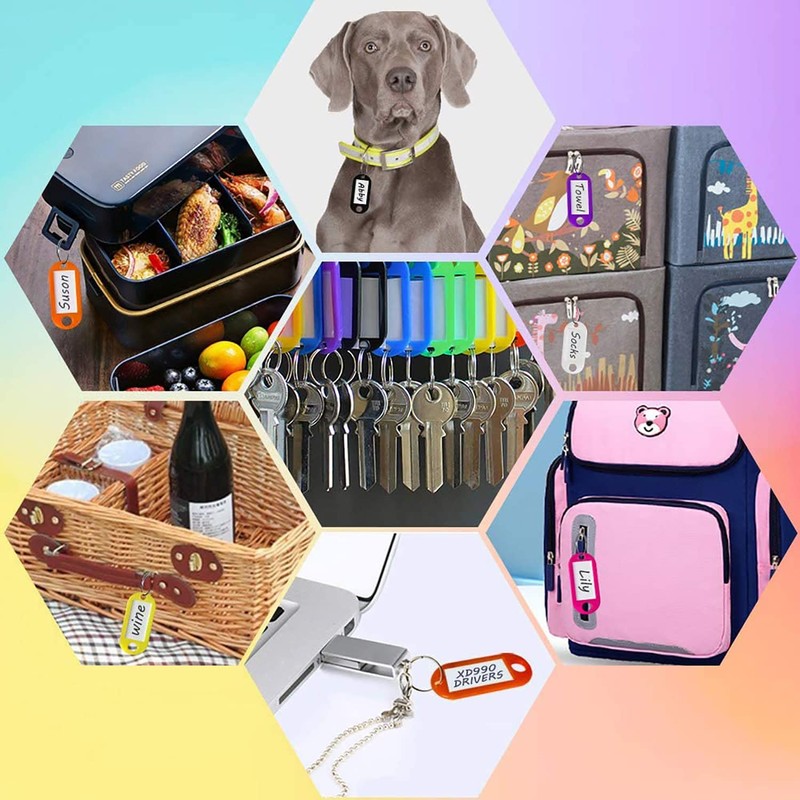 Key Fob with Writable Labels, Plastic Key Ring with Loops,