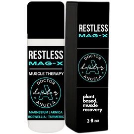 Dr. A's Restless Mag-X – Restless Leg Support Relief Roll-On Gel – Natural Magnesium Oil & Essential Oils for Nighttime Leg Discomfort – Cooling, Calming Formula with Lavender, Arnica & Turmeric – 3oz
