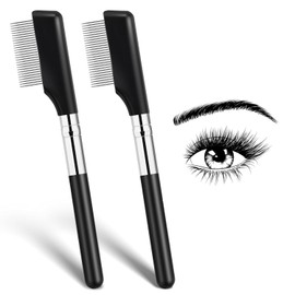 Pack of 2 Eye Eyelashes Separator Metal Eyelash Comb Eyebrow Brush Eyelash Brush Mascara Applicator Eyelash Separator Tool Teeth Care Brush for Girls Women