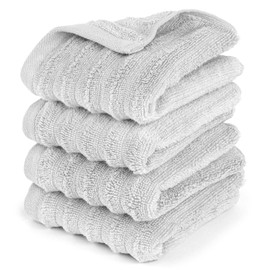 Pure Label - Zero Twist Waves Guest Towel - Pack of 4 made of 100% Cotton - Absorbent, Quick-Drying and Soft - Guest Towel with Hanging Loop - (30cmx50cm) - Oeko-Tex Certified - Light Grey