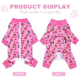 Paipeper Dog Surgery Recovery Suit for Female Male Puppy,Dog Bodysuit Long Sleeve Prevent Shedding and Licking Wound,Dog Pajamas,E-Collar Cone Alternative(Fruit-Female Dog-m)