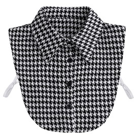 Women Black and White Plaid Half Shirt Blouse Decorative Collar Dickey Fake Collar Detachable Collar