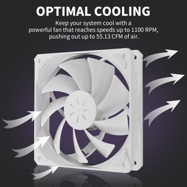 upHere 120mm White Computer Case Fans 5-Pack,High Performance Cooling Low Noise 3-Pin Hydraulic Bearing Ultra Quiet Long Life Up to 40,000 Hours,Compatible with Desktop,NT12043-5
