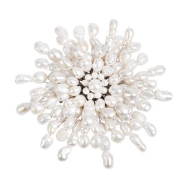 White Chrysanthemum Cultured Freshwater White Pearl Floral Pin/Brooch