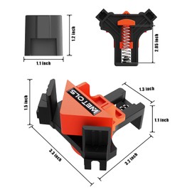 WETOLS Corner Clamp for Woodworking, 90 Degree Right Angle Clamp, Wood Clamps, 4Pcs Adjustable Spring Loaded Woodworking Clamp, Gifts for Dad, Birthday Gifts for Men, Photo Framing, Orange