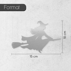 Sticker Witch on Broom I 15 cm I Silver I for Car, Truck, Motorcycle, Scooter, Vehicles, Laptops, Notebooks, Stickers, Witch Sticker I kfz521