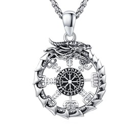 OHAYOO Amulet Chain 925 Silver Cross Dragon Eye Necklace Pendant Viking Nazar Triangle Eye Jewellery for Men Women, Sterling Silver