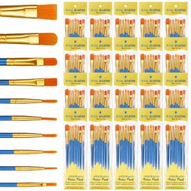 20 Packs / 200 Pcs Acrylic Paint Brushes Set, Nylon Hair Artist Brushes Small Oil Paint Brush Set for Oil Watercolor Rock Body Face Art, Adult Professional Painting Craft Kits