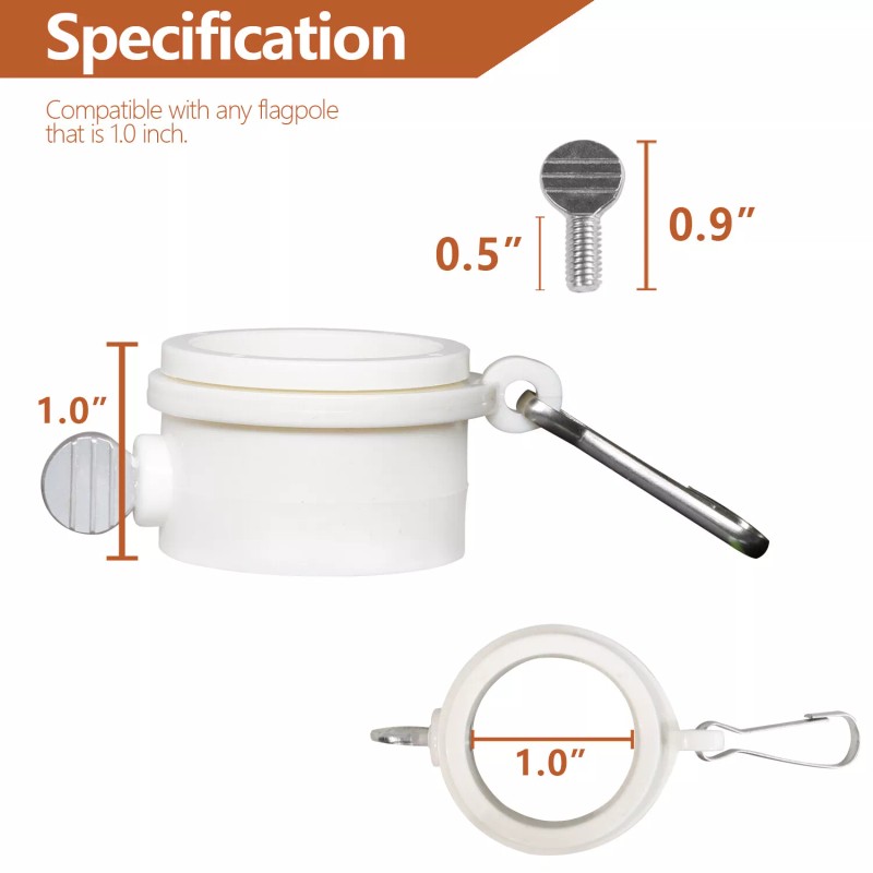 Anley 2Pcs Tangle Free Flag Pole Mounting Ring Clip -