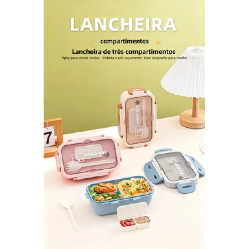 Lonchera Hermética 840 Ml Con Cubiertos Rosa