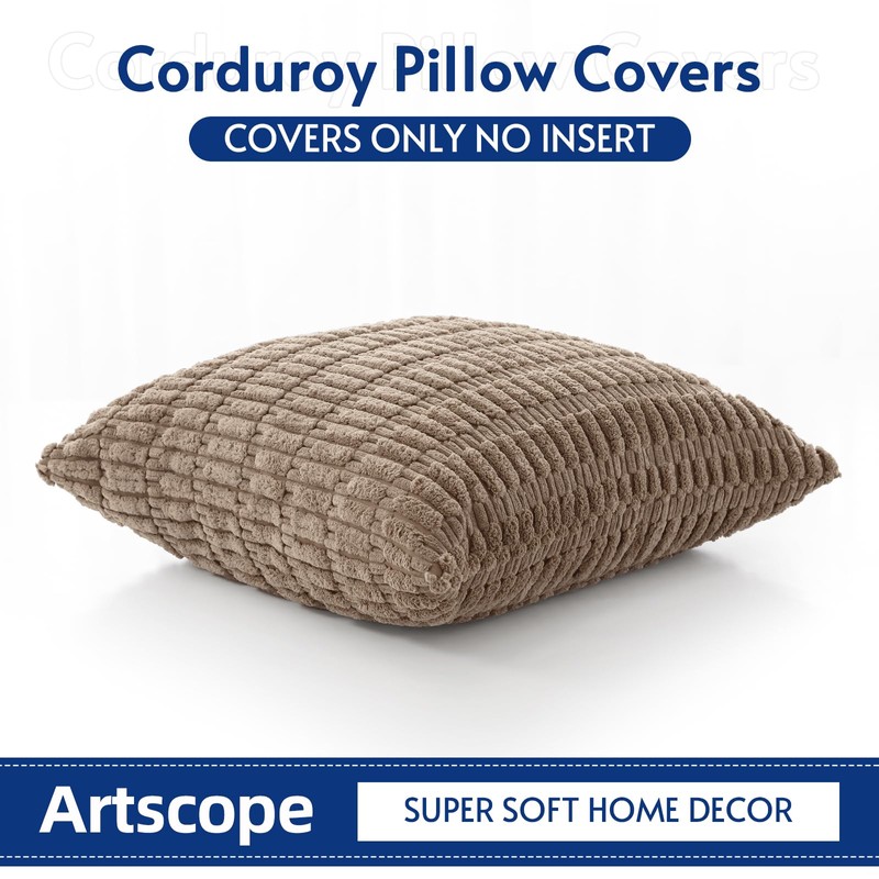 OTOSTAR Corduroy Decorative Throw Pillow Covers 22x22 Inch Super Soft