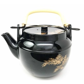Japanese Winter Tree Design Melamine Tea Pot With Strainer and Flexible Bamboo Handle 38 floz capacity Party Hosting Decorative Centerpiece Restaurant Supply