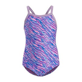 Dolfin Little Toddler Girls One Piece Swimsuit - Print Practice Suit (Aurora, 6)