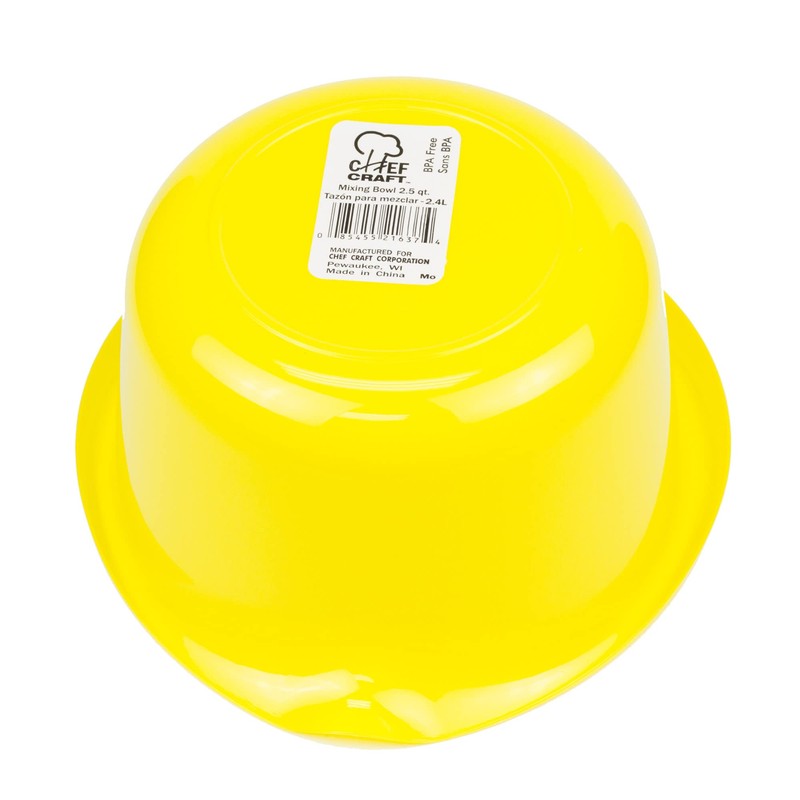 Chef Craft Select Plastic Mixing Bowl, 2.5 quart, Yellow