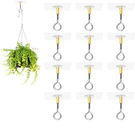 ZYHSLZ 12 Ganchos Adhesivos para Techo sin Taladrar, Acero Inoxidable, Soporte Fuerte para Plantas Pequeñas, Decoración, Marcos y Más, Fácil Instalación, 5 kg de Resistencia (Transparente)