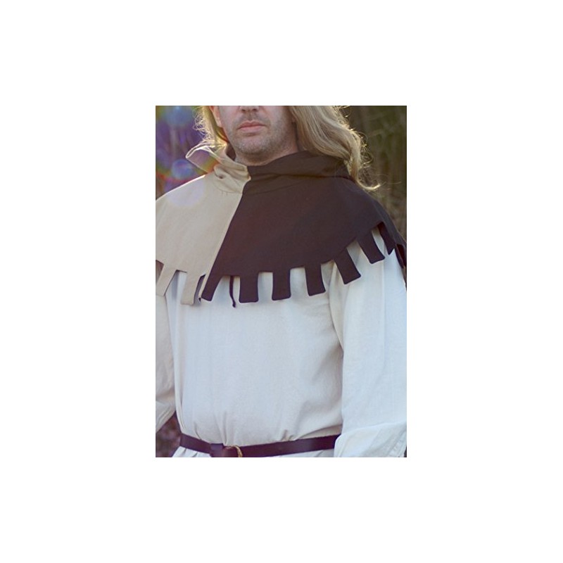 Battle-Merchant Medieval Gugel with Saddles, Beige/Brown Hat Hood Knight LARP