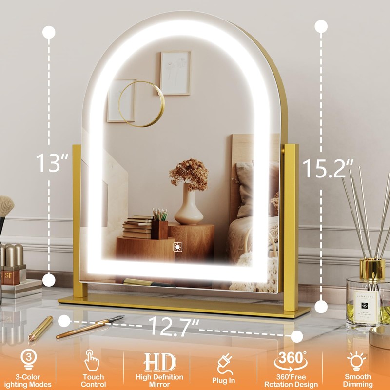 Gvnkvn Lighted Makeup Mirror, Hollywood Vanity Mirror with Lights, Three