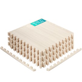 Yes4All Interlocking Exercise Foam Mats – Cover 24, 48 & 120 SqFt (Multi-Color) (I. 24 Square Feet (12 Tiles) - Light Walnut Wood)