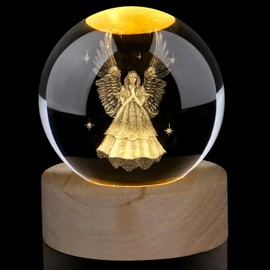AWARDSEN 3D Guardian Angel Gift Crystal Angel Figurines for Women 60mm Crystal Ball Gifts for Women Glass Paperweights Home Decorations