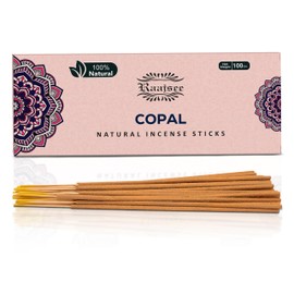 100% Natural Copal Incense Sticks 100 gm Pack, Charcoal Free –– Organic Non Toxic Insence Sticks, Made with Flowers - Meditation Gifts for Spiritual Cleansing