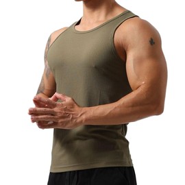 Magiftbox Mens Elastic Workout Gym Muscle Sleeveless Shirts Athletic Lightweight Sweatshirts Tank Tops for Men T79_Green_US-M