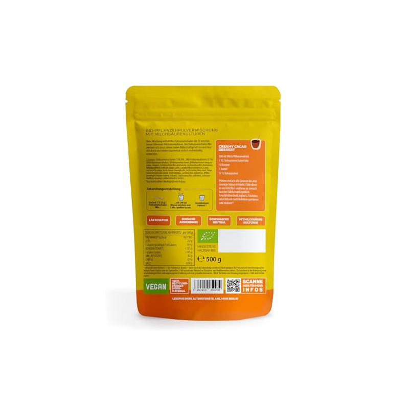 Lebepur Organic psyllium husks mix 500 g, cultures complex with