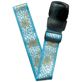 ORB Travel Premium Designer Luggage Strap LS326-Blooms - Turquoise/Metallic Gold