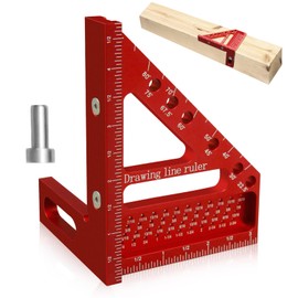 3D Multi Angle Measuring Ruler, Carpenter Square High Precision Square Woodworking Square Tool Measuring Layout Scribing Ruler, 22.5-90 Degree Aluminum Square Protractor with Angle Position Pin